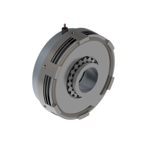 3D-Rendering eines kreisförmigen mechanischen Bauteils mit Rillen und Zahnrädern, möglicherweise ein Teil eines Motors oder Getriebes.