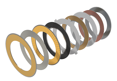 Mehrere unterschiedlich gefärbte und texturierte Dichtungsringe in einer Reihe, die nacheinander angeordnet sind.